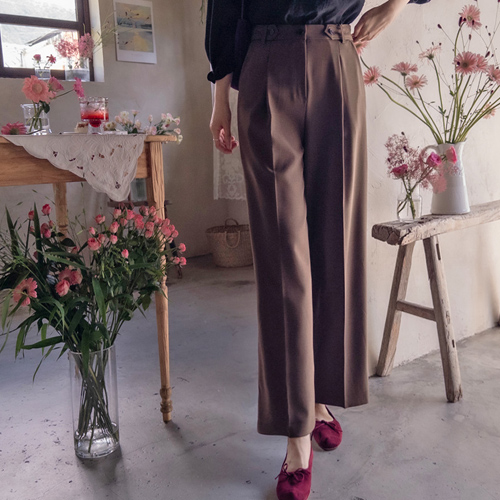 [New Product Special Price 7,000 Won Discount] <FONT color=#5a3954>MADE LIN</font> Vine Belt Bijo One-Tuck Slacks [size: S, M, L]