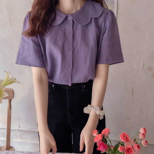 Delphie lovely wave collar luxurious blouse [size: F (55~66)]