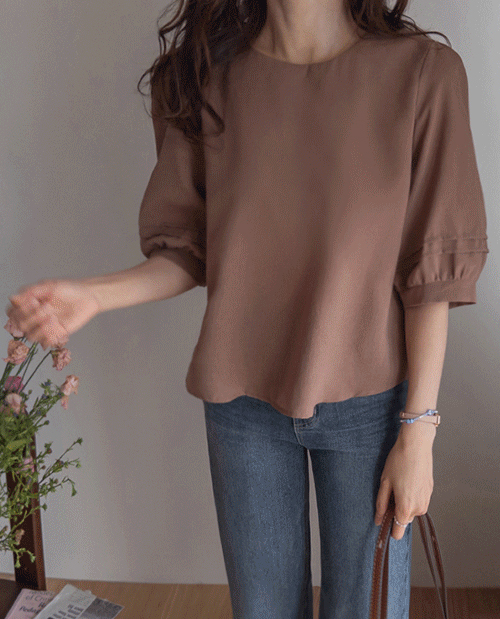 Mori Sleeve Pin Tuck Romantic 3/4 Sleeve Blouse [size: F(55~66)]