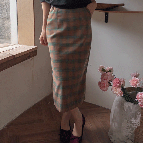 Jaylin Waistband Check H-line Skirt [size: F (55-66)]