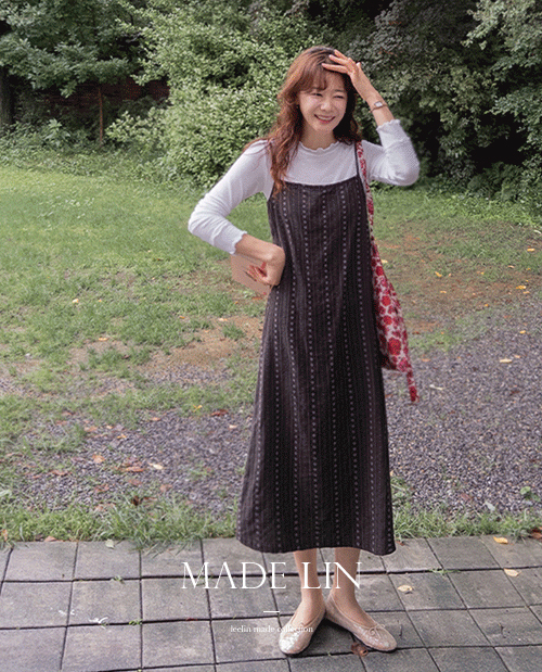 [Best Special Price 5,000 Won Discount] <FONT color=#5a3954>MADE LIN</font> Freeple Ethnic Stripe Sleeveless Shirts One Piece [size: F (55~66)]