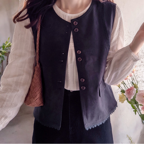 [LABEL] Shukarantz Suede Tutu Button Luxury Vest [size: F(55~77)]