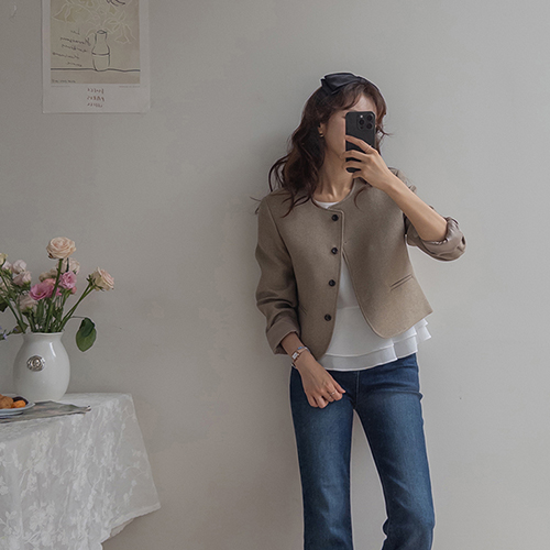 [Brand Quality♥][LABEL] Melino Luxurious Mood Semi Crop Jacket [size: F(55~66)]