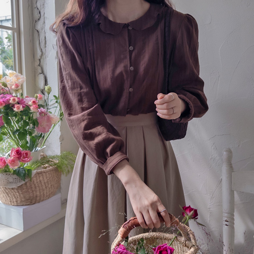 Dippels Wave Cara & Pintuck Subtle Stripe Blouse [size: F(55~66)]