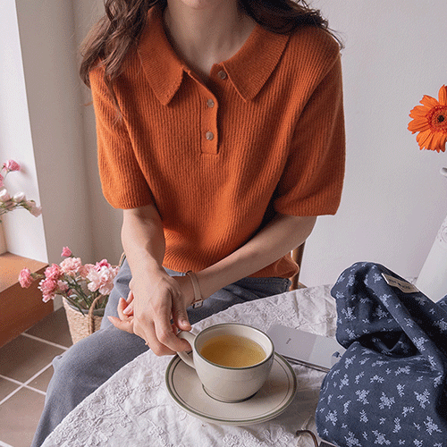 Cozy Servi Wool Collar Short Sleeve Knit [size: F(55~66)]