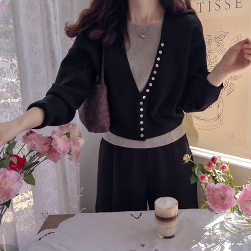 [LABEL] Show Me the Soft and Chewy Layered Button Cardigan [size: F (55~66)]