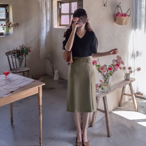 [Best Special Price 5,000 Won Discount] <FONT color=#5a3954>MADE LIN</font> Gemma Pattern Pocket Point Mapsi Line Skirt [size: S, M]