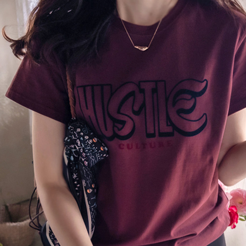 [LABEL] Poldays Flocking Lettering Key Point Coordination Tee [size: F, 1]