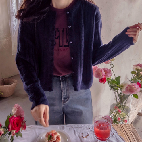 Heyju Wave Neck Lovely Scarf Cardigan [size: F(55~66)]
