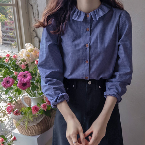 [LABEL] Schweik Sharingan Autumn Check Chic Blouse [size: F(55~66)]