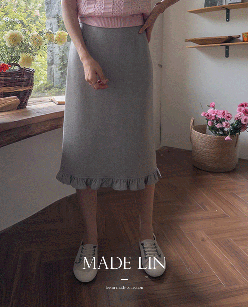 [New Product Special Price 5,000 Won Discount] <FONT color=#5a3954>MADE LIN</font> Henne Freel Slit Tweed Skirt [size: S, M]