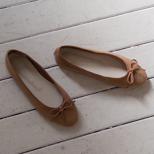 My Muse Corduroy Bowknot Flat Shoes
