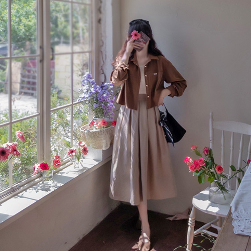 Robin Pocket Key Point Soft Suede Sophisticated Crop Jacket [size: F (55~66)]