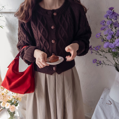 [LABEL] Robbins Autumn Twiddle Cute Button Elegant Cardigan [size: F(55~66)]