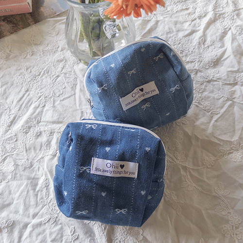 Cube Denim Mini Pouch