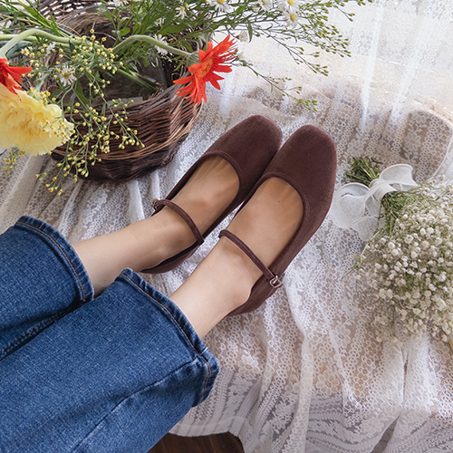 Terracotta Elegant Suede Mary Jane Shoes