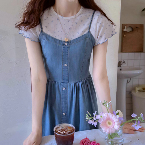 [Best Special Price 5,000 Won Discount] <FONT color=#5a3954>MADE LIN</font> Need Flower Soft Wave Color Tee [size: F (44~55)]