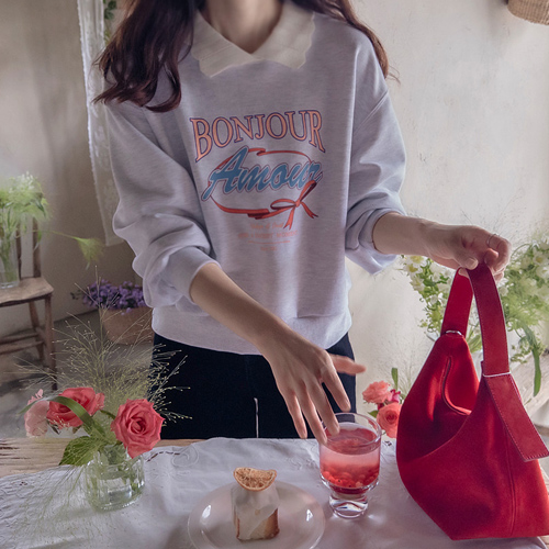 Paul Sweet Wave Knit Neck Lettering Cute Tee [size: F(55~66)]
