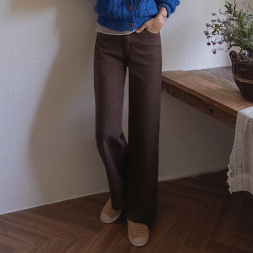 [Popular! Brown Version] [Slim Spandex] [LABEL] Lekay Straight Fit Semi-Wide Pants [size: S, M, L]