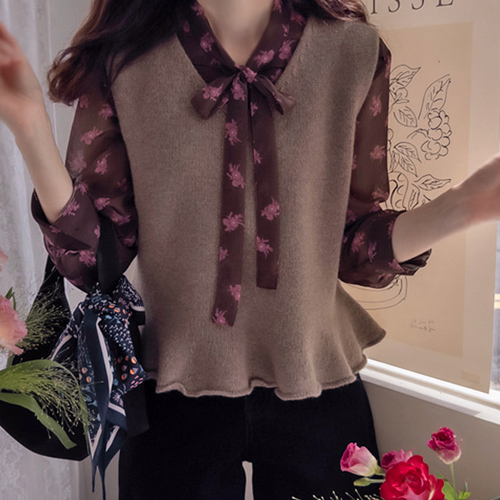 [LABEL] Ankris Wave Soft and Flexible Wool Knit Vest [size: F (55-66)] [Pre-orders scheduled to ship after mid-October]