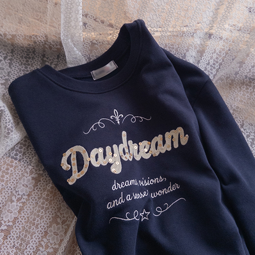 Dade Lettering Embroidery Spangle Man to Man [size: F(55~66)]
