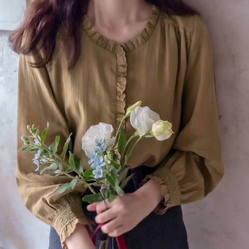 [New Arrival Special Price 7,000 Won Discount] <FONT color=#5a3954>MADE LIN</font> Kairen Freel Race Blouse [size: F (55-66)]