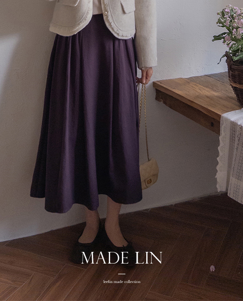 [New Arrival Special Price 4,000 Won Discount] <FONT color=#5a3954>MADE LIN</font> Seitz Flirty Pleated Long Skirt [size: S, M, L)]