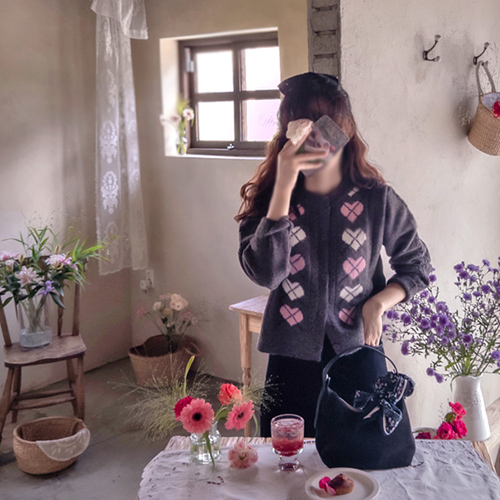 Fermi Hart and Argyle Softrun Cardigan [size: F(55~66)]