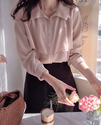 [LABEL] Crevel Wing Point Sophisticated Daily Blouse [size: F (55~66)]