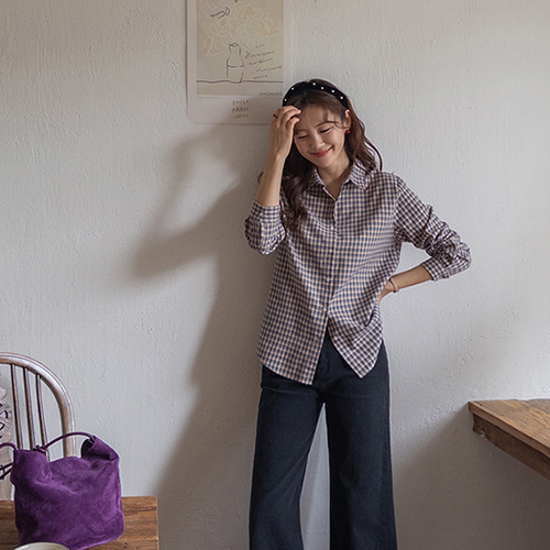 [New Arrival Special Price: 7,000 Won Discount] <FONT color=#5a3954>MADE LIN</font> Payran Daily Check Shirt [size: F (55-66)]