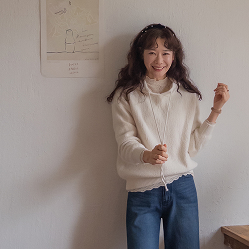 [All the way through the chilly weather!] Shuana Fluffy Hood String Knit [size: F (55-66)]