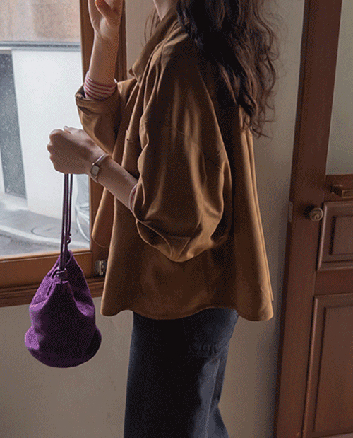 [From now on~] Obre Suede Flexible Collar Shirt [size: F(55~77)]