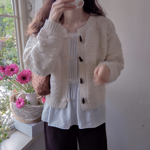 Roykabel 3D Embossed Loose Fit Cardigan [size: F(55~66)]