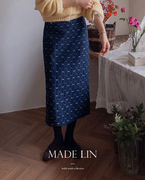 [New Arrival Special Price 6,000 Won Discount] <FONT color=#5a3954>MADE LIN</font> Delia Bowknot Denim Hline Long Skirt [size: S, M]