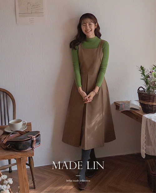 [Best Special Price 8,000 Won Discount] <FONT color=#5a3954>MADE LIN</font> Pleine Button Strap Wool One Piece [size: F (55~66)]