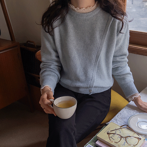 Roenna Cozy Fluffy Diagonal Button Point Knit [size: F (55-66)]