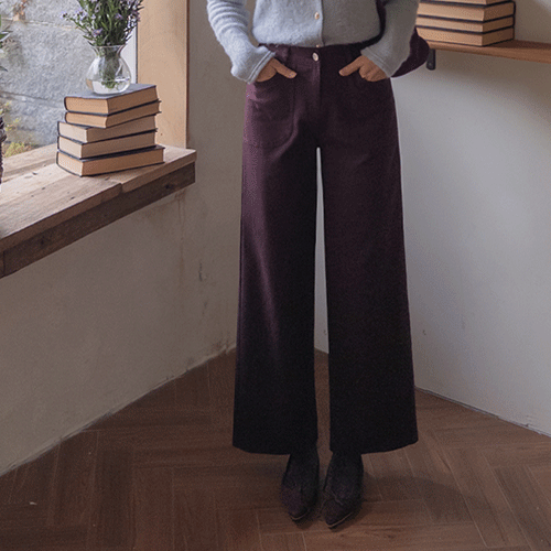 [New Arrival Special Price 6,000 Won Discount] <FONT color=#5a3954>MADE LIN</font> Move Cotton Span Semi-Wide Pants [size: S, M, L]