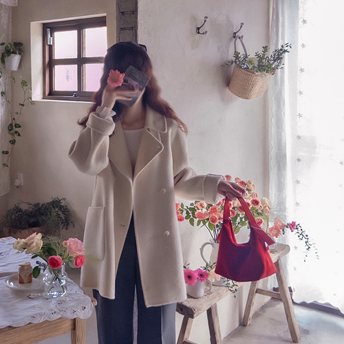 [Season Lux Special Sale] Suplan Alpaca Wool Handmade Double Blocks Coat [size: F (55~66)]