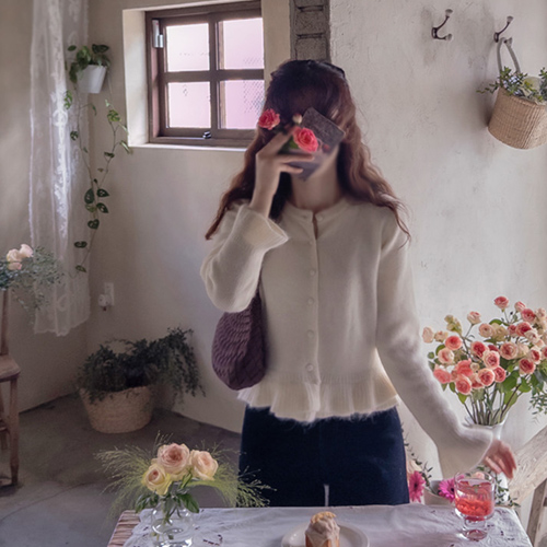 Anzenia Wave Sharing Key Point Angora Cardigan [size: F(55~66)]