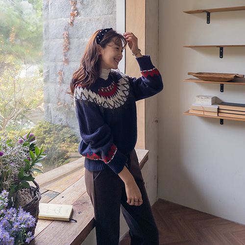 Pretzel overfit Nordic Patterns Knit [size: F(55~66)]