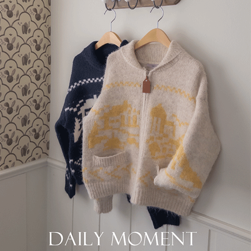 Richea Leather Zipper Key Point Wool Zip-up Patterns Cardigan [size: F (55-66)]