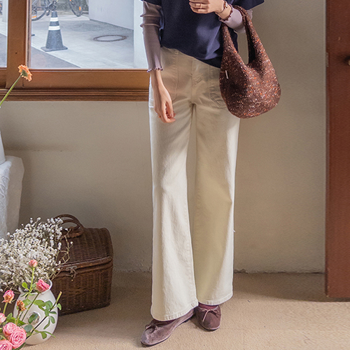 [napping lining] Cheninp unique warm straight wide denim pants [size: S, M, L]