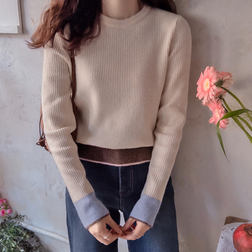 [LABEL] Anne Close Season Golji Love Color Block Daily Knit [size: F (55~66)] [Pre-orders scheduled to ship after 11/12]