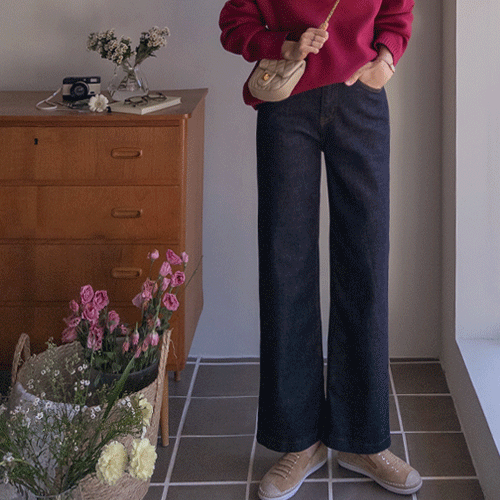 [Fleece Version] [Deep Raw Fabric] [LABEL] Jaycee Deep Raw Fabric Straight Wide Denim Pants [size: S, M, L]