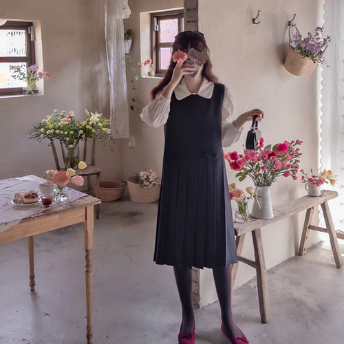 Sugarpel lovely Pleats Sleek Fit One Piece [size:F(55~66)]