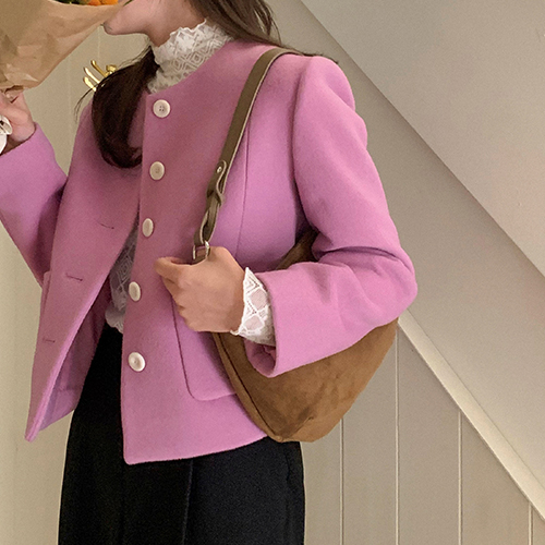 [★Last 70% off★] <FONT color=#5a3954>MADE PREMIUM</font> [Pink] Crinberry Merino Wool Season Line Jacket [size: F (55~66)]