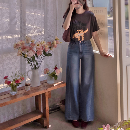 [LABEL] Anne Romandy Fall Cut Wide Fit Band Pants [size: S, M, L]