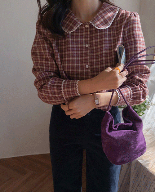 Bennett Lovely Round Collar Race Check Blouse [size: F(55~66)]