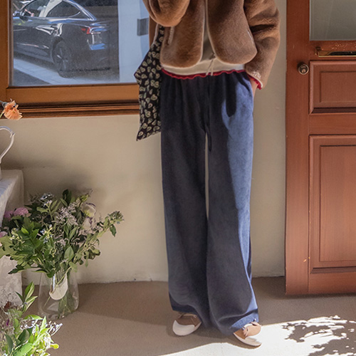 [ZERO Wrinkles in Daily Life] LABEL] Riab Hooded Wide Velvet Pants [size: F (55-66)]