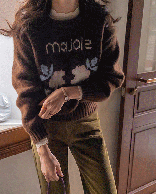 Snowa Thick, Cozy, Flower Embroidery Knit [size: F (55-66)]